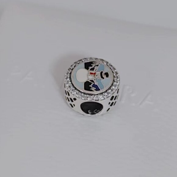Pandora Snowman Smoky Mountains Bead Charm Travel Pendant S925 Silver with box - Picture 5 of 6